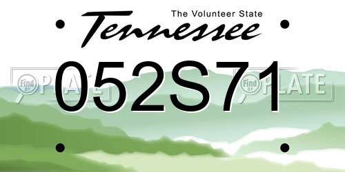 052S71 Tennessee License Plate