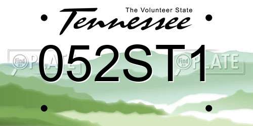 052ST1 Tennessee License Plate