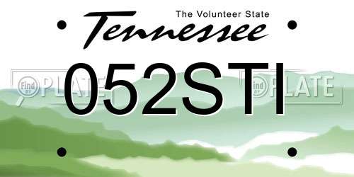 052STI Tennessee License Plate