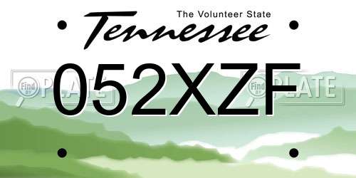 052XZF Tennessee License Plate