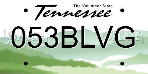 053BLVG Tennessee License Plate