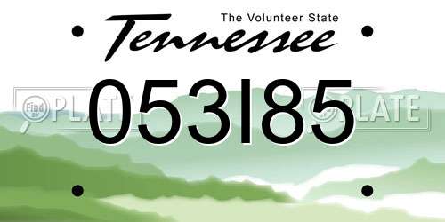 053I85 Tennessee License Plate