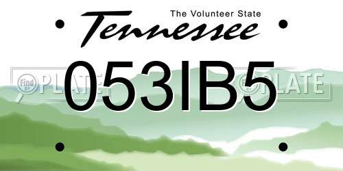 053IB5 Tennessee License Plate