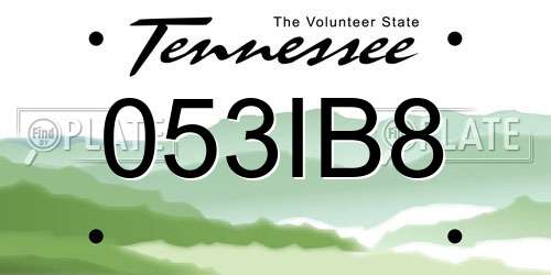 053IB8 Tennessee License Plate