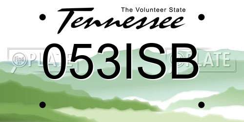 053ISB Tennessee License Plate