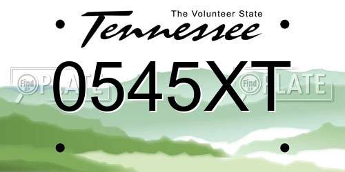 0545XT Tennessee License Plate