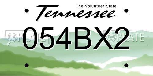 054BX2 Tennessee License Plate