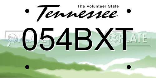 054BXT Tennessee License Plate