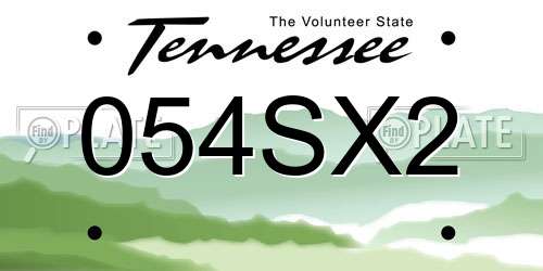 054SX2 Tennessee License Plate