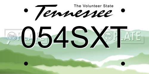 054SXT Tennessee License Plate