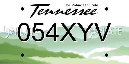 054XYV Tennessee License Plate