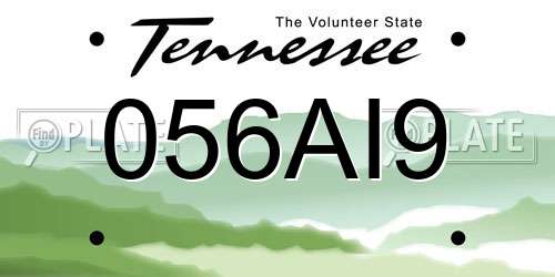 056AI9 Tennessee License Plate