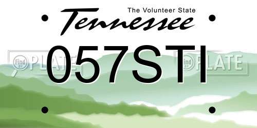 057STI Tennessee License Plate