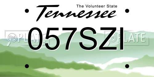 057SZI Tennessee License Plate