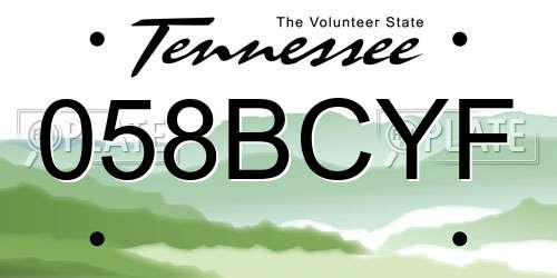 058BCYF Tennessee License Plate