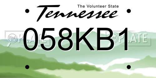 058KB1 Tennessee License Plate