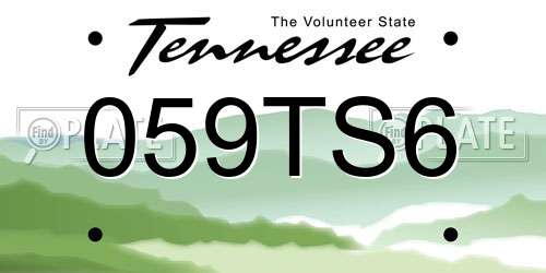 059TS6 Tennessee License Plate
