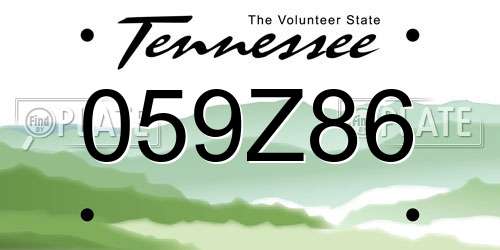 059Z86 Tennessee License Plate