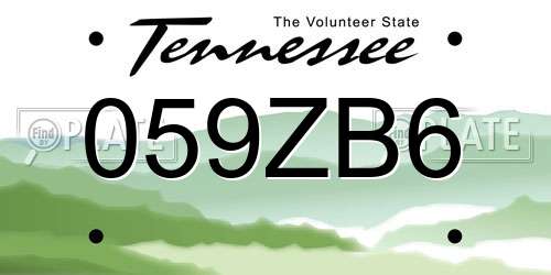 059ZB6 Tennessee License Plate