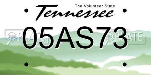 05AS73 Tennessee License Plate