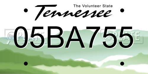 05BA755 Tennessee License Plate