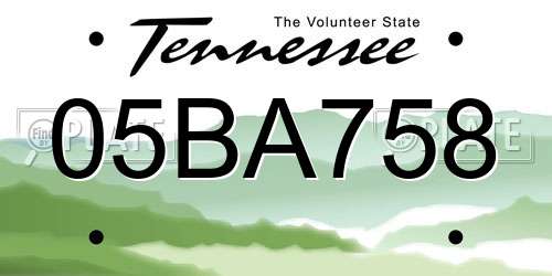 05BA758 Tennessee License Plate