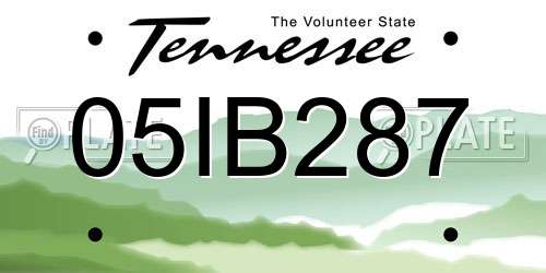 05IB287 Tennessee License Plate