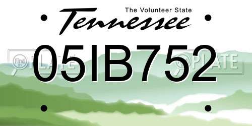 05IB752 Tennessee License Plate