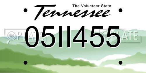 05II455 Tennessee License Plate