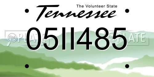 05II485 Tennessee License Plate