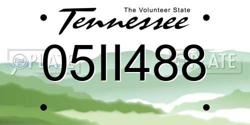 05II488 Tennessee License Plate