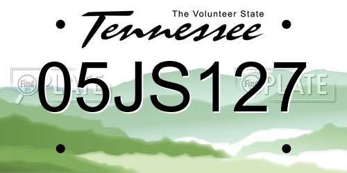 05JS127 Tennessee License Plate