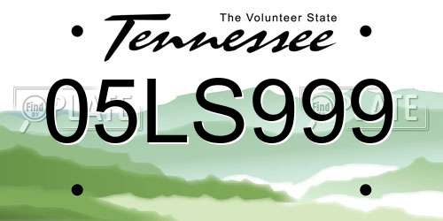 05LS999 Tennessee License Plate