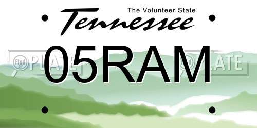 05RAM Tennessee License Plate