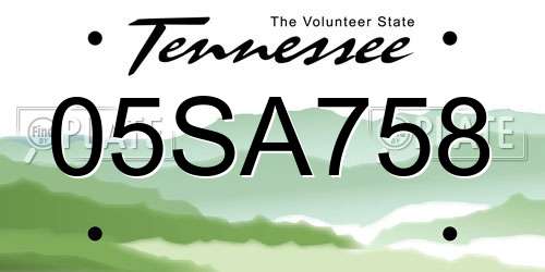 05SA758 Tennessee License Plate