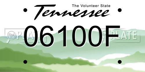 06100F Tennessee License Plate