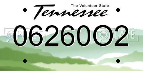 06260O2 Tennessee License Plate