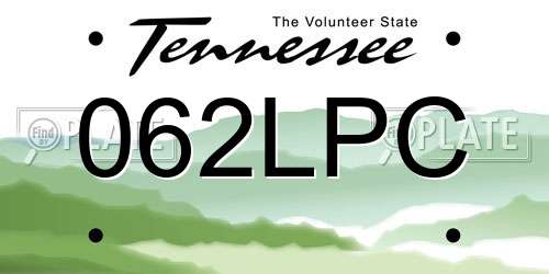 062LPC Tennessee License Plate