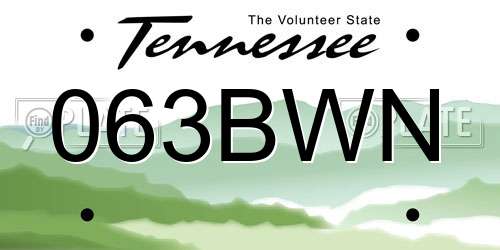 063BWN Tennessee License Plate