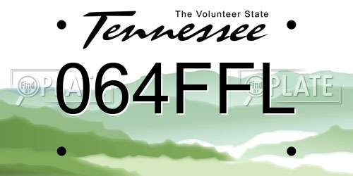 064FFL Tennessee License Plate