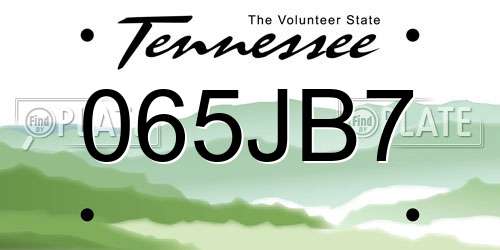 065JB7 Tennessee License Plate
