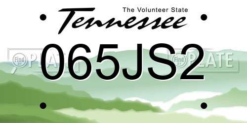 065JS2 Tennessee License Plate