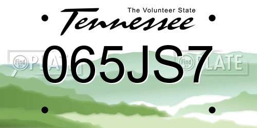 065JS7 Tennessee License Plate