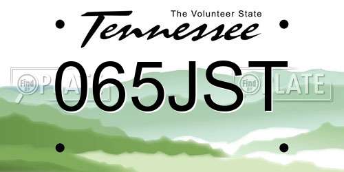 065JST Tennessee License Plate