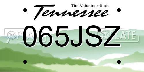 065JSZ Tennessee License Plate