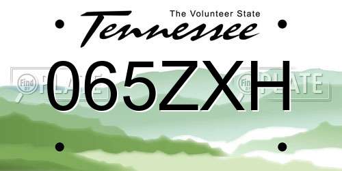 065ZXH Tennessee License Plate