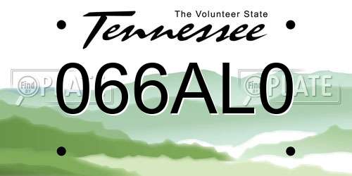 066AL0 Tennessee License Plate