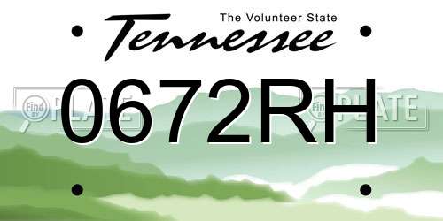 0672RH Tennessee License Plate