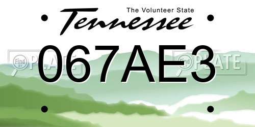 067AE3 Tennessee License Plate
