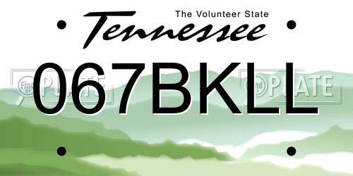 067BKLL Tennessee License Plate